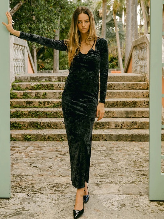 Torn by Ronny Kobo Dresses & Skirts - Torn by Ronny Kobo • Callie velvet long sleeve dress